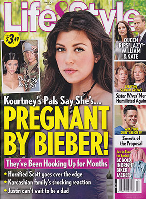 Illustration for article titled This Week In Tabloids: Let Us Pray, Kourtney Kardashian Is Pregnant With Justin Bieber's Baby